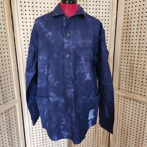 Wasted Collective Co Long Sleeve Shirt 3 Button Canvas Texture Made USA M NWT